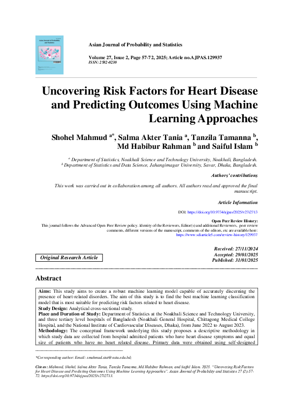 (PDF) Uncovering Risk Factors for Heart Disease and Predicting Outcomes ...