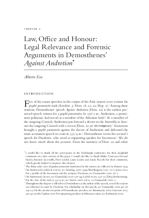 (PDF) Law, Office and Honour: Legal Relevance and Forensic Arguments in ...