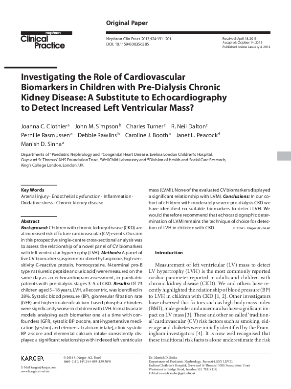 (PDF) Investigating the Role of Cardiovascular Biomarkers in Children ...