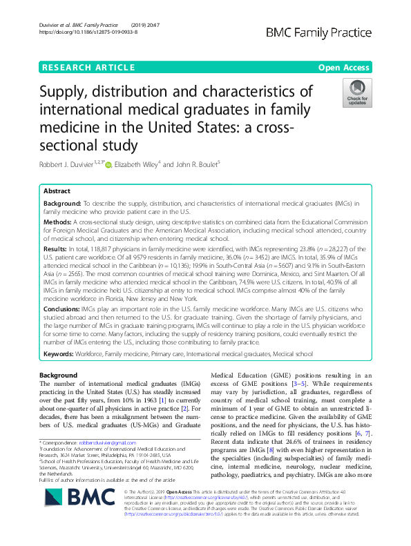 (PDF) Supply, distribution and characteristics of international medical ...