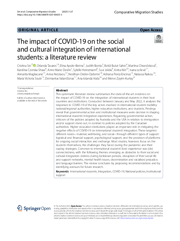 (PDF) The impact of COVID-19 on the social and cultural integration of ...