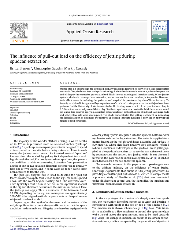 (PDF) The influence of pull-out load on the efficiency of jetting ...