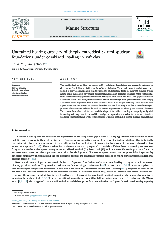 (PDF) Undrained bearing capacity of deeply embedded foundations under ...