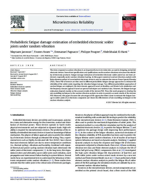 (PDF) Probabilistic fatigue damage estimation of embedded electronic ...