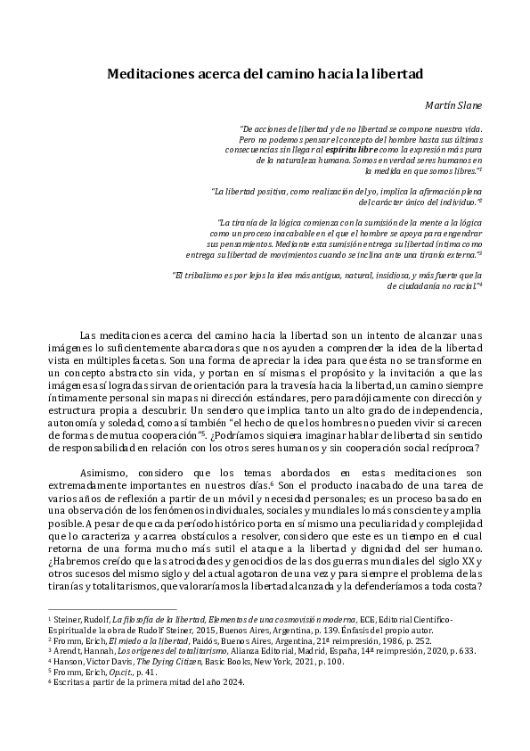 (PDF) Meditaciones acerca del camino hacia la libertad