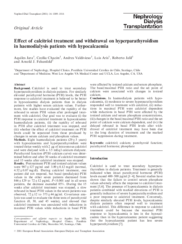 (PDF) Effect of calcitriol treatment and withdrawal on ...