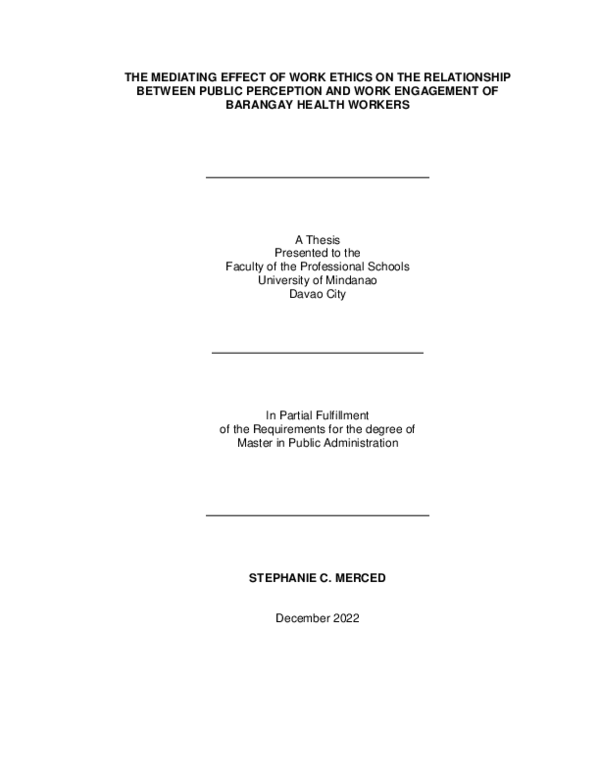 (PDF) The Mediating Effect Of Work Ethics On The Relationship Between ...