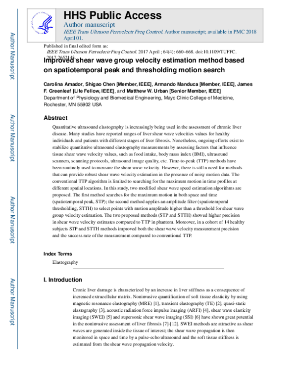 (PDF) Improved Shear Wave Group Velocity Estimation Method Based on ...