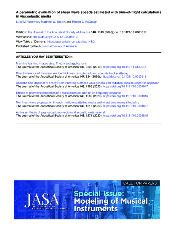 (PDF) A parametric evaluation of shear wave speeds estimated with time ...