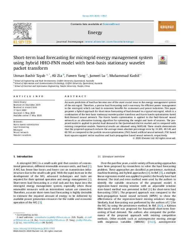 (PDF) Short-term load forecasting for microgrid energy management ...