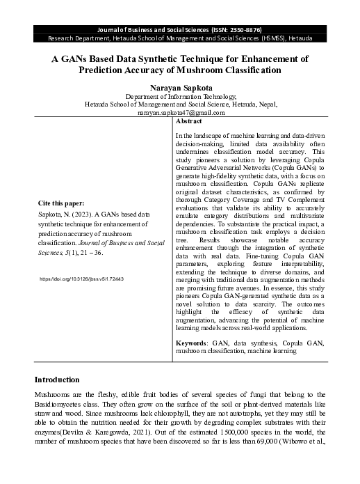 (PDF) A GANs Based Data Synthetic Technique for Enhancement of ...