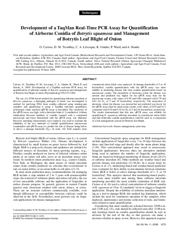 (PDF) Development of a TaqMan Real-Time PCR Assay for Quantification of ...