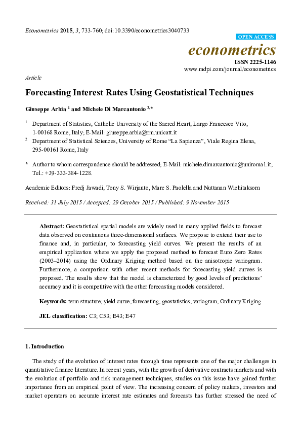 (PDF) Forecasting Interest Rates Using Geostatistical Techniques