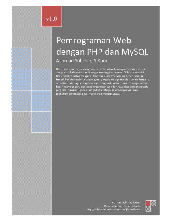 (PDF) Pemrograman Web dengan PHP dan MySQL
