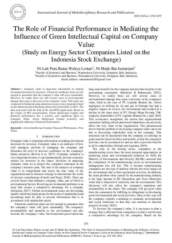 (PDF) The Role of Financial Performance in Mediating the Influence of ...