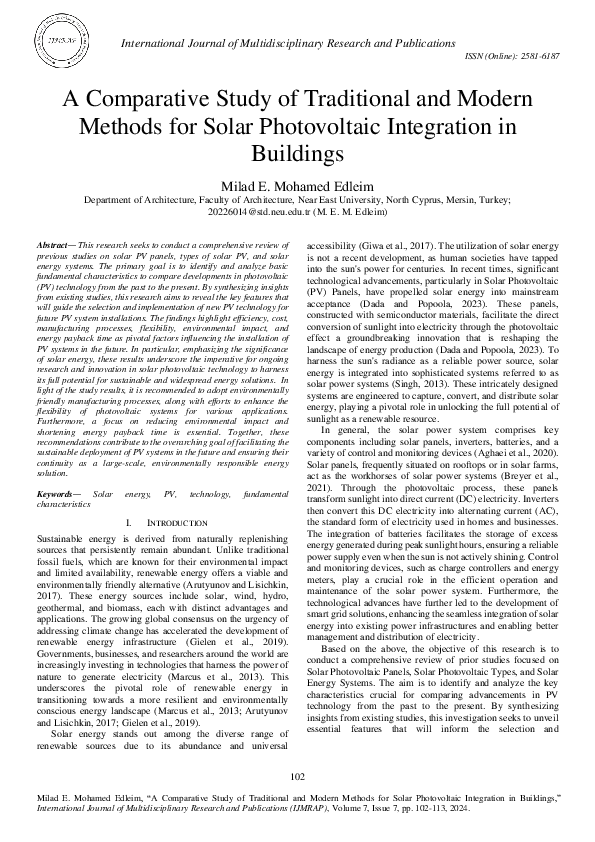 (PDF) A Comparative Study of Traditional and Modern Methods for Solar ...