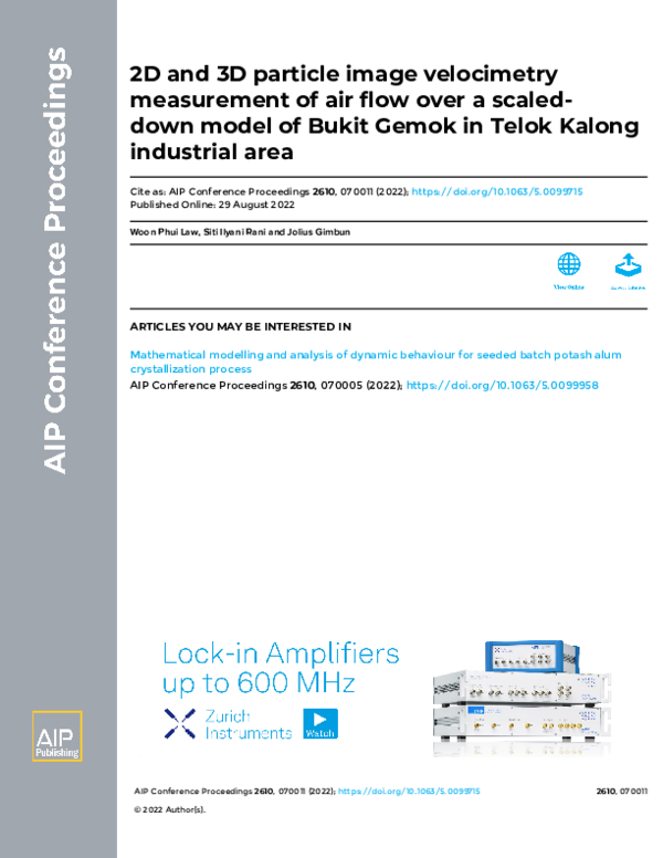 (PDF) 2D and 3D particle image velocimetry measurement of air flow over ...