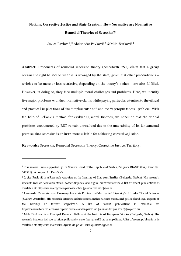 (PDF) Nations, Corrective Justice and State Creation: How Normative are ...