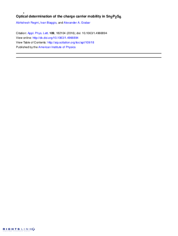 (PDF) Optical determination of the charge carrier mobility in Sn2P2S6