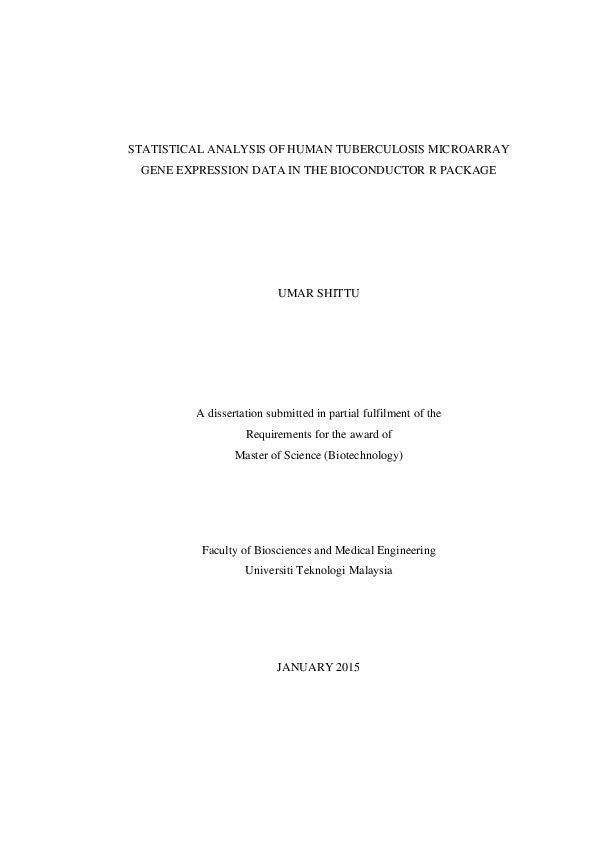(PDF) Statistical analysis of human tuberculosis microarray gene ...