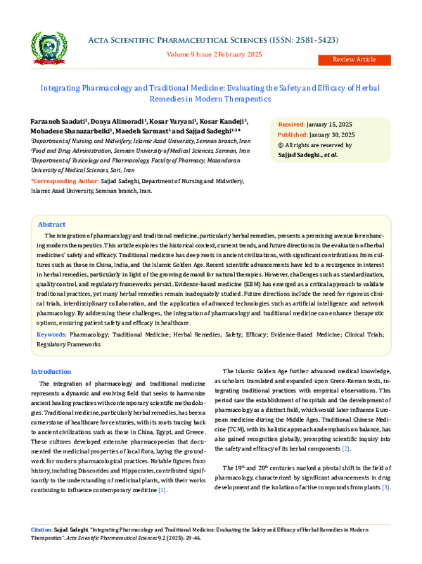 (PDF) Integrating Pharmacology and Traditional Medicine: Evaluating the ...