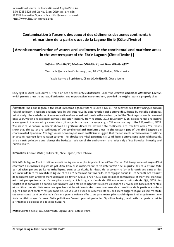 (PDF) Arsenic contamination of waters and sediments in the continental ...