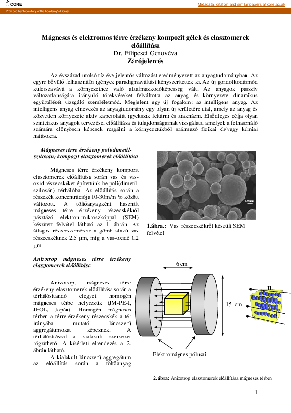 (PDF) Mágneses és elektromos térre érzékeny kompozit gélek és ...