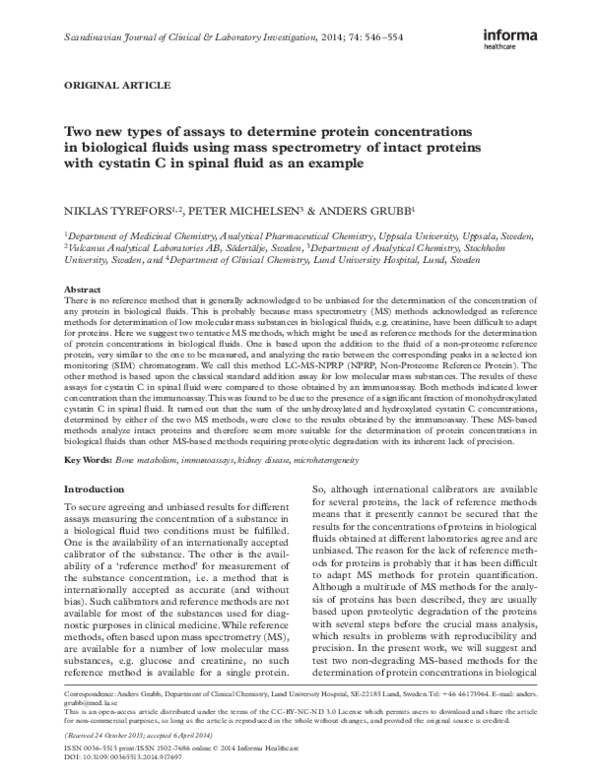 (PDF) Two new types of assays to determine protein concentrations in ...