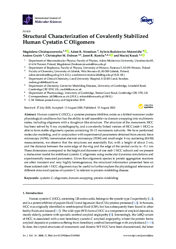(PDF) Structural Characterization of Covalently Stabilized Human ...