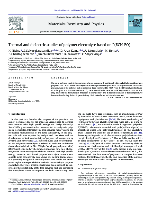 (PDF) Thermal and dielectric studies of polymer electrolyte based on P ...