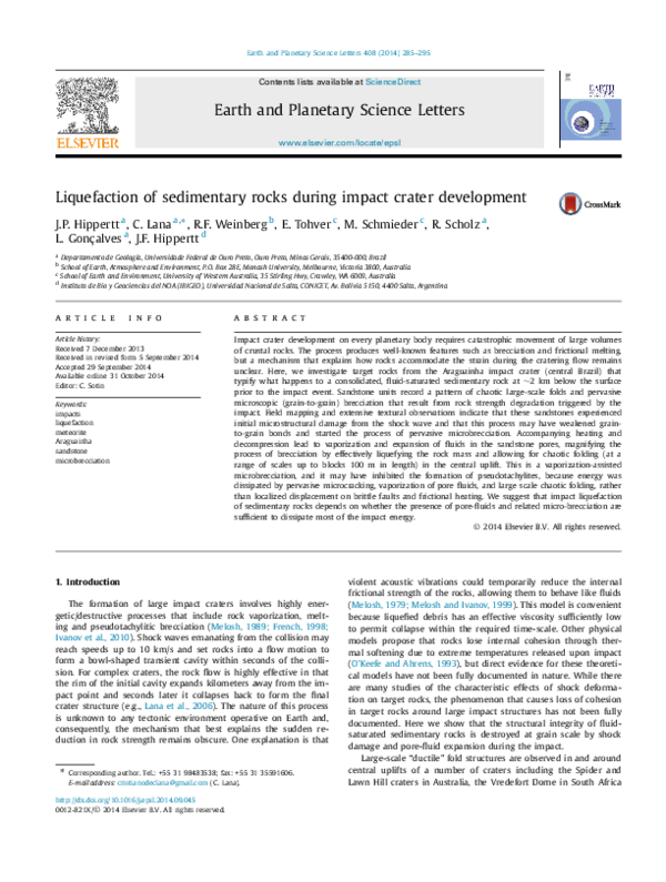 (PDF) Liquefaction of sedimentary rocks during impact crater development