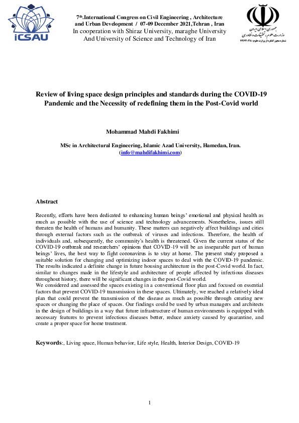 (PDF) Review of living space design principles and standards during the ...