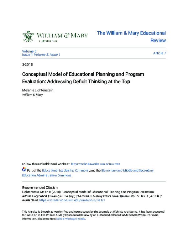 (PDF) Conceptual Model of Educational Planning and Program Evaluation ...