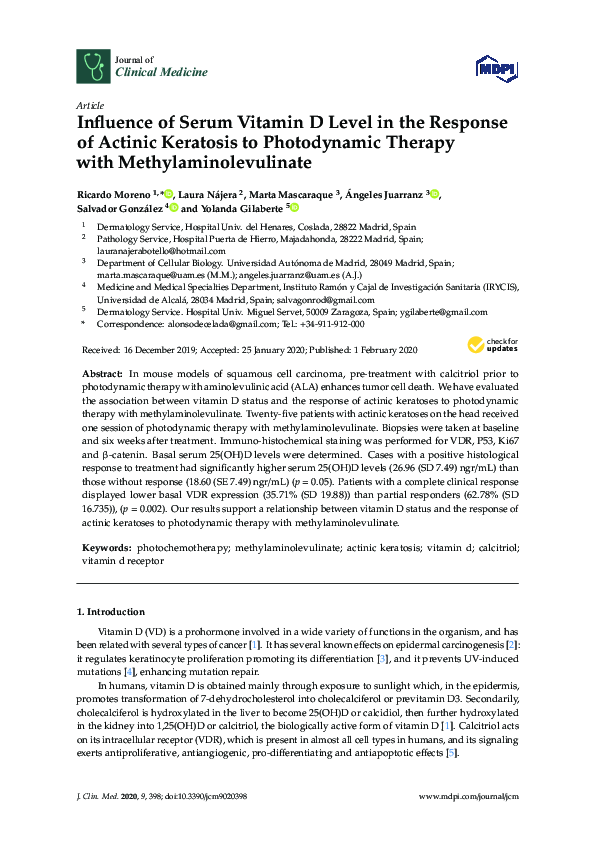 (PDF) Influence of serum vitamin D level in the response of actinic ...