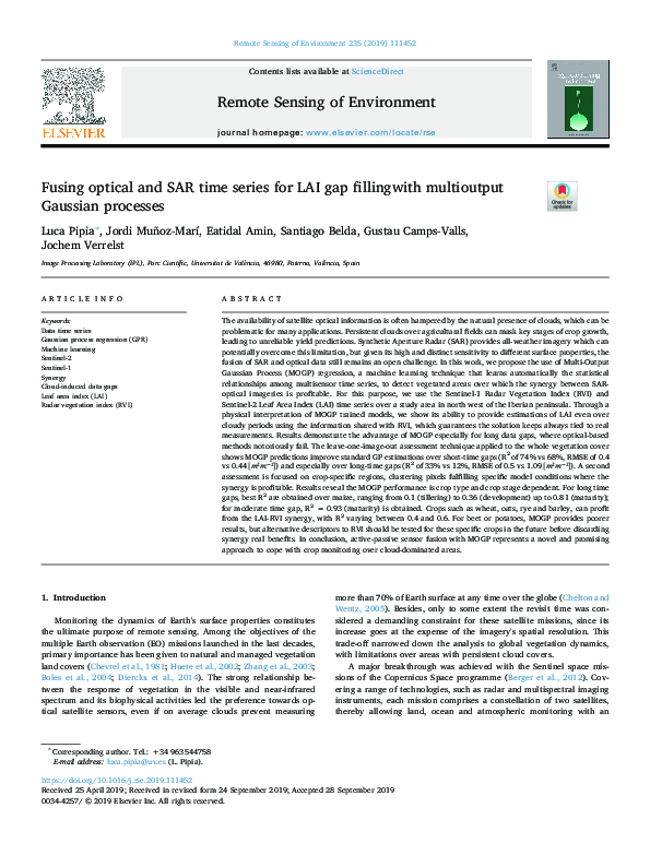 (PDF) Fusing optical and SAR time series for LAI gap filling with ...