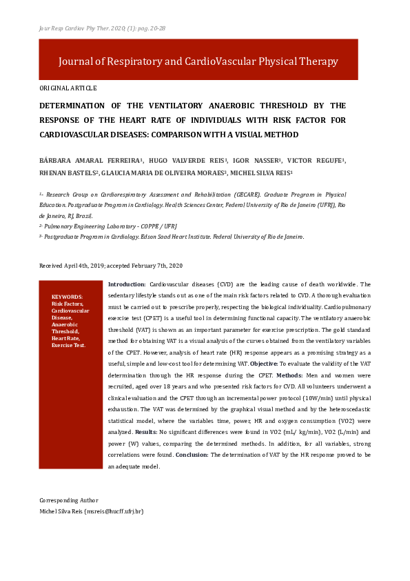 (PDF) Determination of the Ventilatory Anaerobic Threshold by the ...