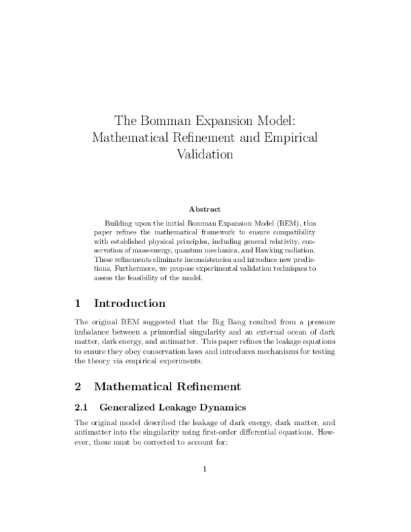 (PDF) The Bomman Expansion Model: Mathematical Refinement and Empirical ...