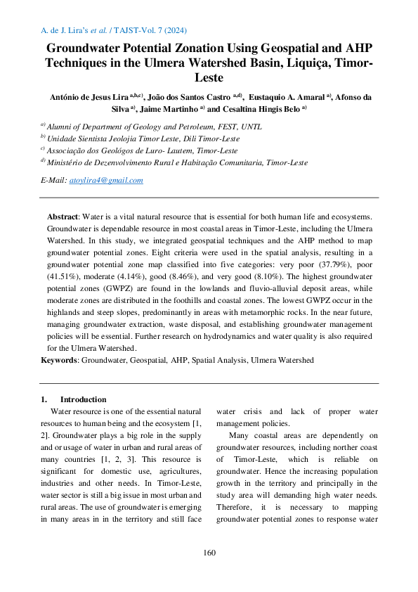 (PDF) Groundwater Potential Zonation Using Geospatial and AHP ...
