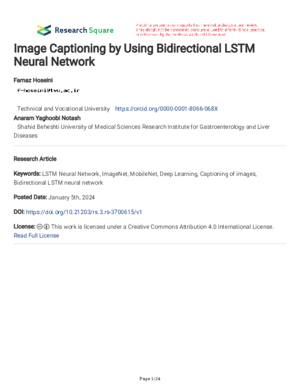 (PDF) Image Captioning by Using Bidirectional LSTM Neural Network