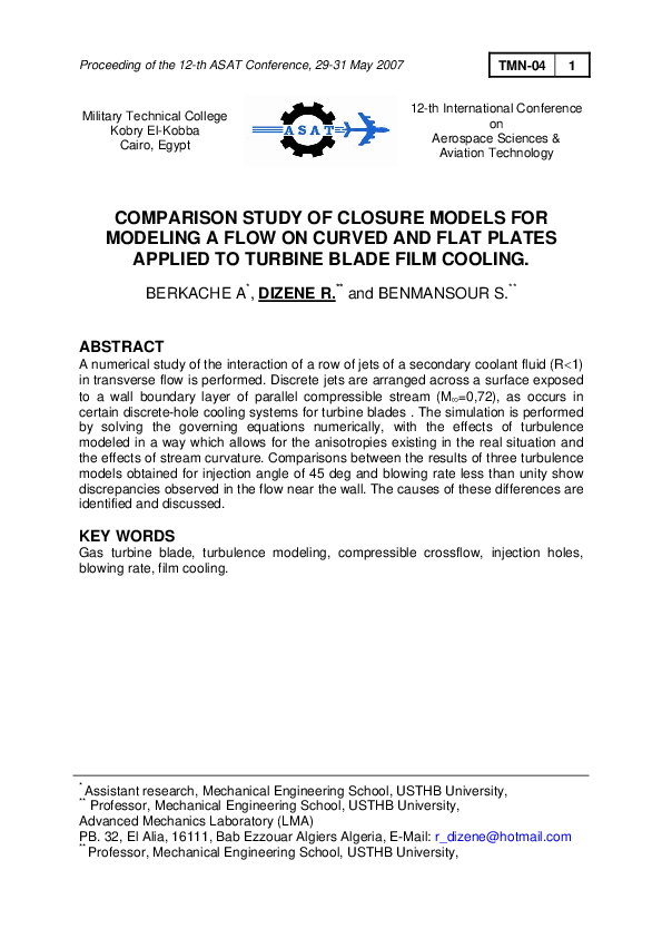 (PDF) Comparison Study of Closure Models for Modeling a Flow on Curved ...