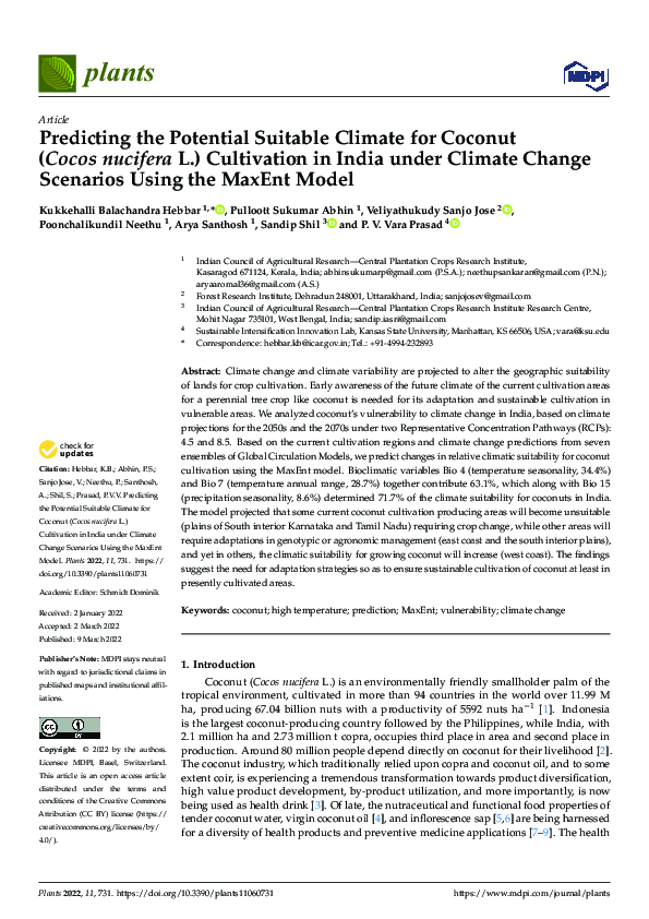 (PDF) Predicting the Potential Suitable Climate for Coconut (Cocos ...