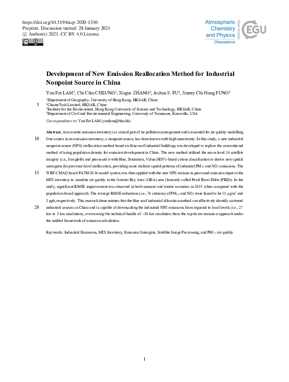 (PDF) Development of New Emission Reallocation Method for Industrial ...