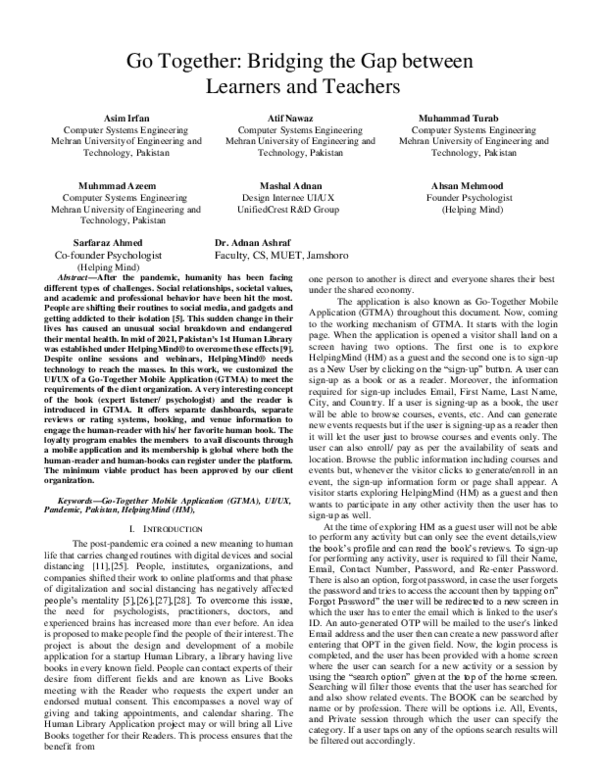 (PDF) Go Together: Bridging the Gap between Learners and Teachers