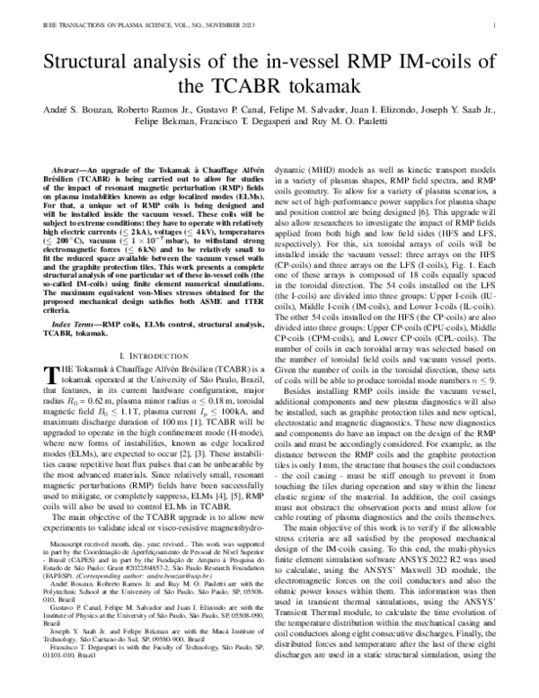 (PDF) Structural analysis of the in-vessel RMP IM-coils of the TCABR ...