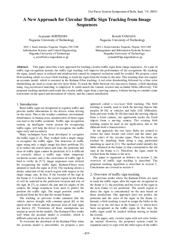 (PDF) A New Approach for Circular Traffic Sign Tracking from Image ...