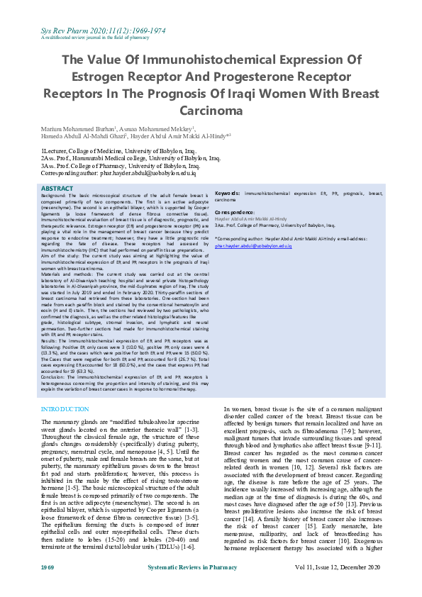 (PDF) The Value Of Immunohistochemical Expression Of Estrogen Receptor ...