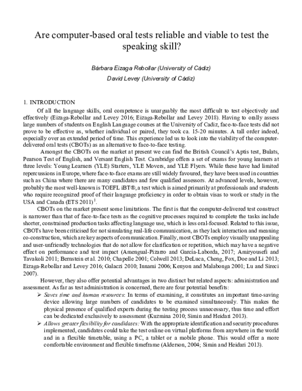 (PDF) Are computer-based oral tests reliable and viable to test the ...