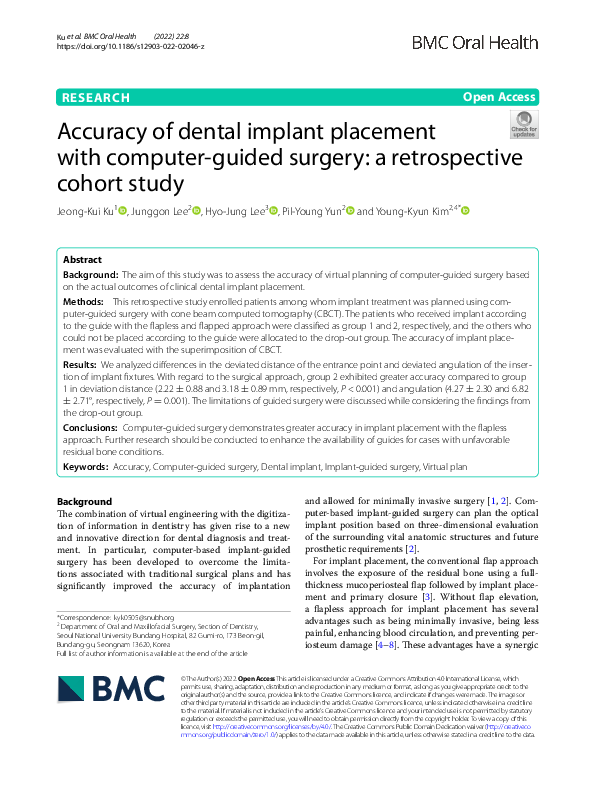 (PDF) Accuracy of dental implant placement with computer-guided surgery ...
