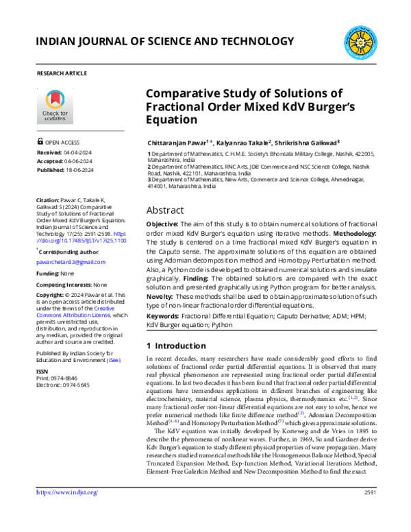 (PDF) Comparative Study of Solutions of Fractional Order Mixed KdV ...