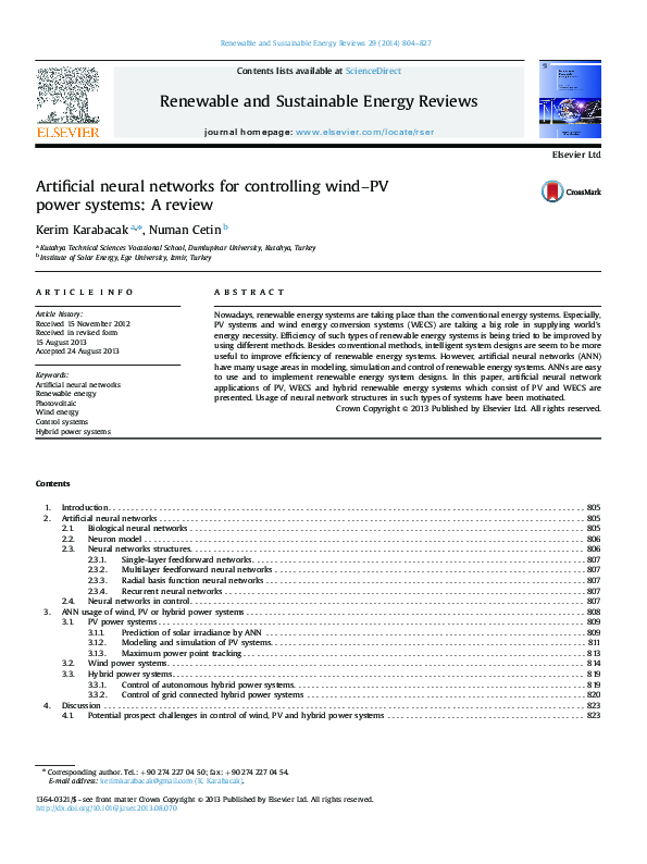 (PDF) Artificial neural networks for controlling wind–PV power systems ...
